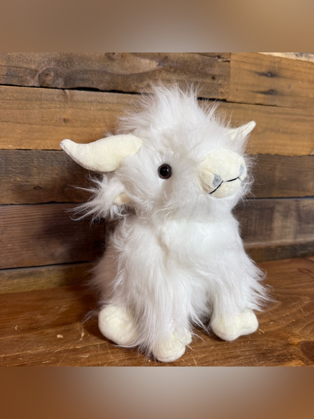 White Highland Cow Calf Furry Plush Toy 10” Hairy Soft Stuffed Doll
